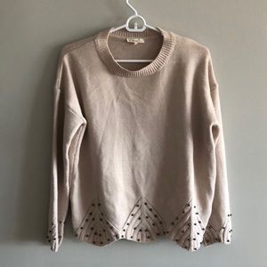 Cream Sweater with beading